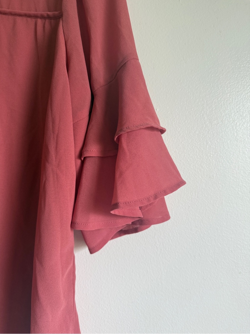 Monteau Ruffled Neck Tiered-Sleeve Blouse - Rose - Picture 5 of 7